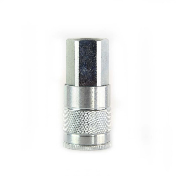 Interstate Pneumatics 3/8 Inch Auto Steel Coupler x 3/8 Inch Female NPT (Silver Color), PK 6 CA660Z-D6 - main